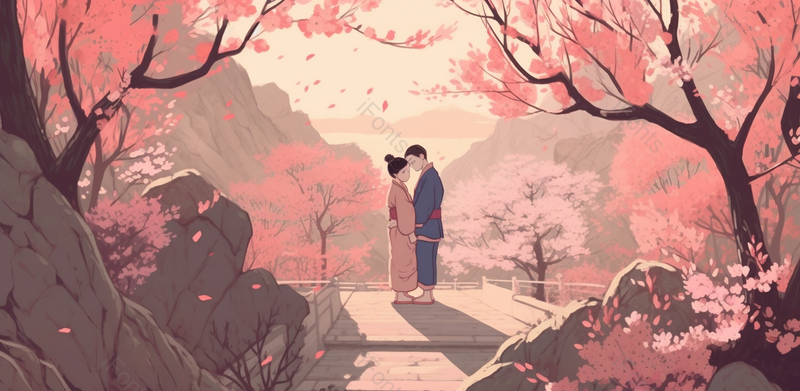 七夕古风插画母亲节情人节520花丛手绘场景背景,插画/手绘图,插画/手绘图库,插画/手绘图下载,插画/手绘